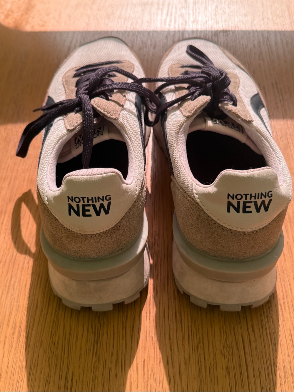 Nothing New Women's Beige & White Retro Runner Sneakers